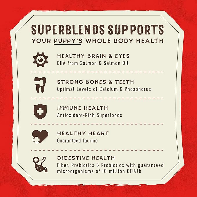 Stella & Chewy's SuperBlends Raw Coated Wholesome Grains Puppy Cage-Free Chicken & Wild-Caught Salmon Recipe with Superfoods, 3.5 lb. Bag