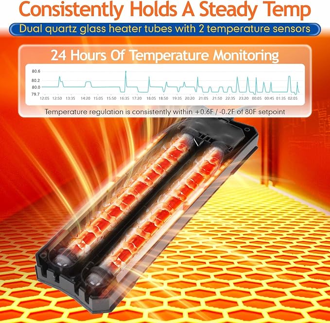 hygger 1000W Aquarium Heater with Controller, Adjustable & Submersible Fish Tank Heater with Digital Display Safety Triple Protection Beeping Alarm for Saltwater and Freshwater 130-260 Gallon
