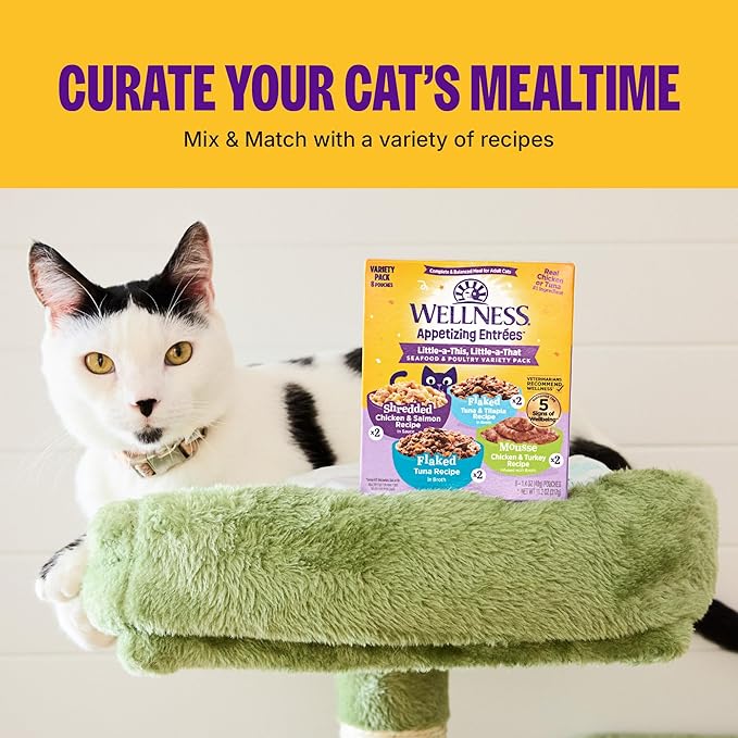 Wellness Appetizing Entrées Flaked Kitten Wet Cat Food, Natural, Protein Rich, Grain Free, Tuna and Crab Recipe, 1.4 oz, Pack of 8 Pouches