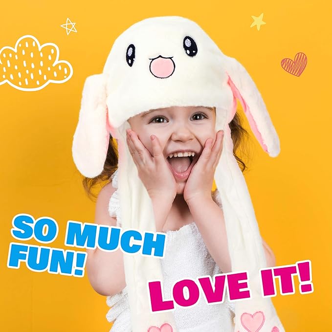 Bubblepompom Animal Hat with Ears Moving Jumping Pop Up Beating Hat Plush Holiday Cosplay Dress Up Funny Gift for Kids
