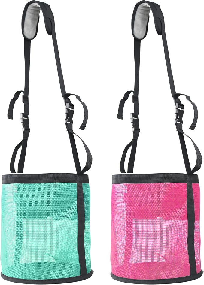 Horse Feed Bag,Heavy Duty Muzzle Feed Bag with Adjustable Strap,Comfort Neck Pad,Nose Pad and Double Waterproof Bottom Mesh Feed Bags for Horse Pack of 2