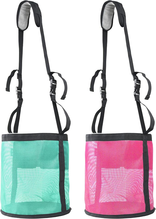 Horse Feed Bag,Heavy Duty Muzzle Feed Bag with Adjustable Strap,Comfort Neck Pad,Nose Pad and Double Waterproof Bottom Mesh Feed Bags for Horse Pack of 2