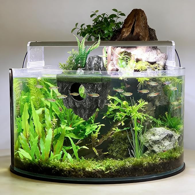 Floating Stone Aquarium Decoration, Realistic Rock Fish Tank Ornament Artificial Resin Suspended Stone Decor for Aquascaping, Resin Landscaping Decor