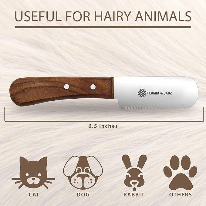 Professional Dog Grooming Hand Stripping Knife, Stripper Trimmer Tool, Red Meranti Wooded Handle non slip grip with Tripping Stainless Steel blade (Coarse, Left Handed)