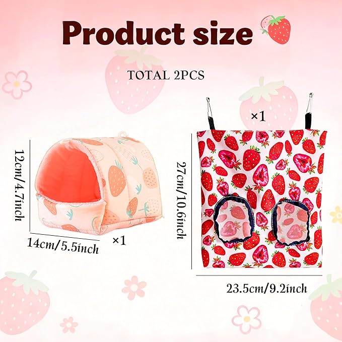 2 Pack Rabbit Guinea Pig Hideout Guinea Pig Hay Bags for Rabbits Hanging Hay Feeder Chinchillas Hamsters Bunny Small Animal House Cage Accessories Bag
