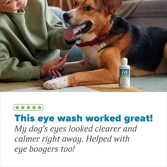 TropiClean HomeVet Dog Eye Drops, Soothing Eye Wash for Allergy and Debris Relief, Safe for Cats, USA Made, 4 oz
