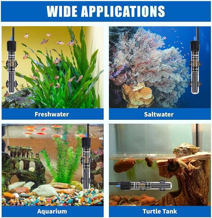 FREESEA 50 Watt Aquarium Submersible Betta Heater with Aquarium Submersible Thermometer
