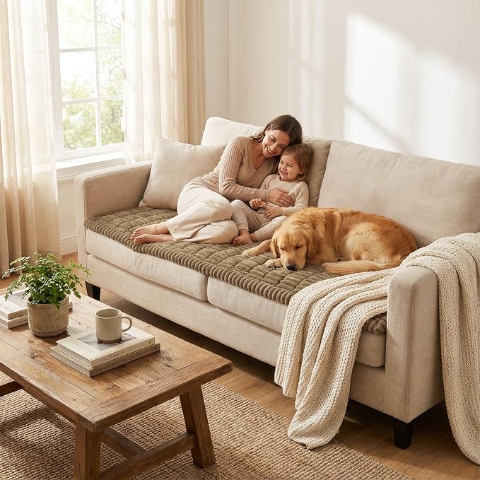 Smiry Couch Cover for Dogs, Non Slip Washable Sofa Protector for Pets, Soft Furniture Cover for Pet, Stylish Sofa Covers, Cozy Protect Against Fur, Dirt & Everyday Messes (Mocha Brown, 43" x 63")