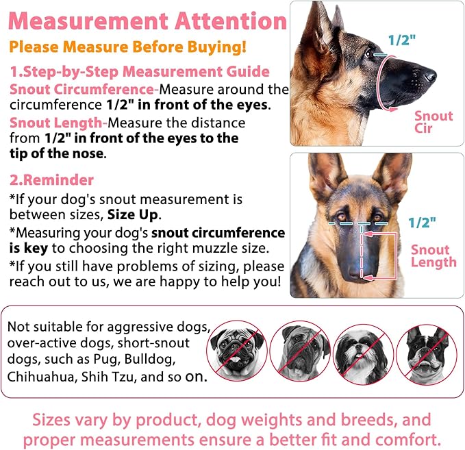 LUCKYPAW Dog Muzzle, Mesh Dog Muzzle for Large Medium Small Dogs, Soft Mouth Guard for Biting Chewing, Breathable Mouth Cover with Adjustable Strap for Training (Black, S(Snout:7.75"-8.75"))