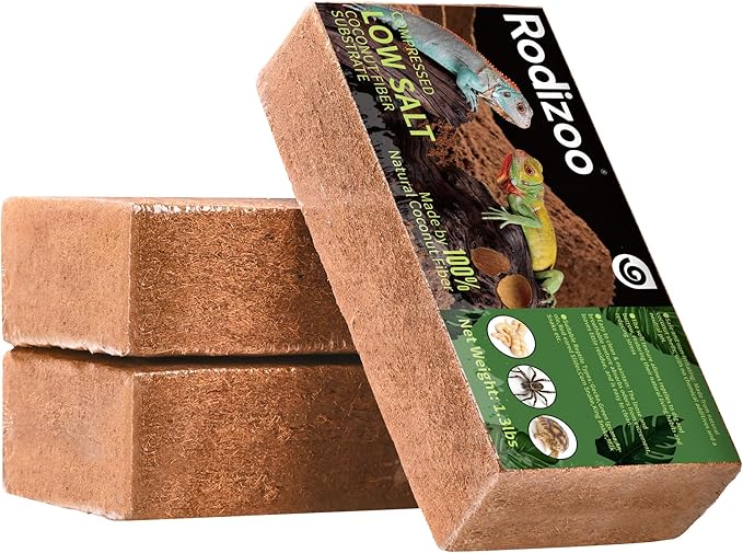 3 Pcs Organic Coconut Fiber Substrate, Biodegradable 100% Natural Coco Soil Brick, Multipurpose Eco-Friendly Terrarium Bedding for Reptiles, Tortoise, Bearded Dragon, Gecko, Snake & Amphibians