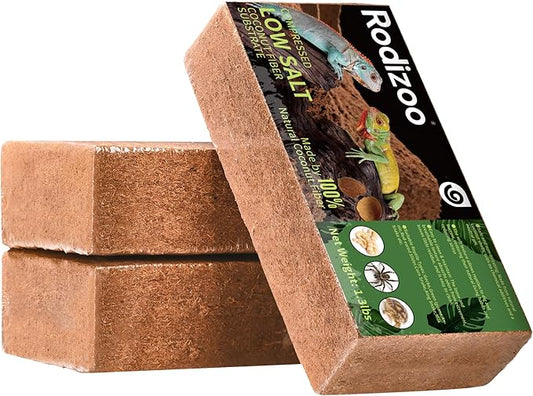 3 Pcs Organic Coconut Fiber Substrate, Biodegradable 100% Natural Coco Soil Brick, Multipurpose Eco-Friendly Terrarium Bedding for Reptiles, Tortoise, Bearded Dragon, Gecko, Snake & Amphibians