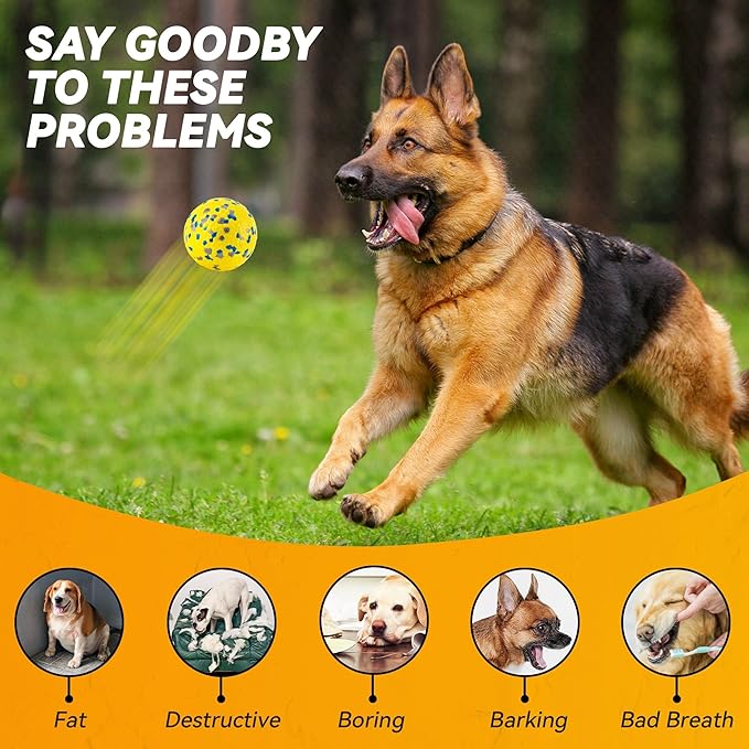 FUSOTO 4Pcs Dog Balls, Tennis Balls for Dog Aggressive Chewers, for Large Medium Small Puppy, Training Catch&Fetch, Water Floats Toys, Yellow