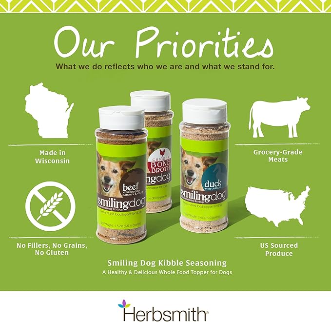 Herbsmith Bone Broth Kibble Seasoning - Freeze Dried Meat + Bone Broth Powder for Dogs - Beef - 3.35 oz