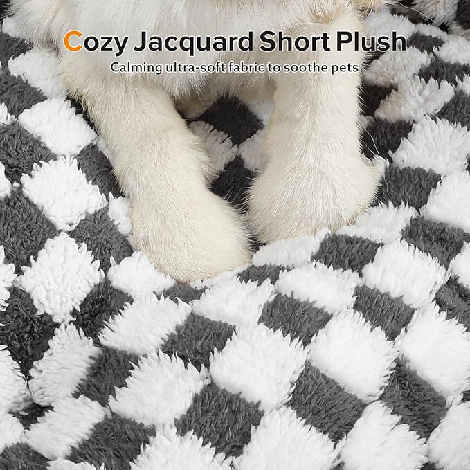 JOEJOY Dog Bed for Large Medium Small Dogs - Rectangle Orthopedic Dog Sofa Bed, Cute Modern Puppy Bed with Jacquard Shaggy Plush & Anti Slip Bottom, 35x25x10inches, Grey