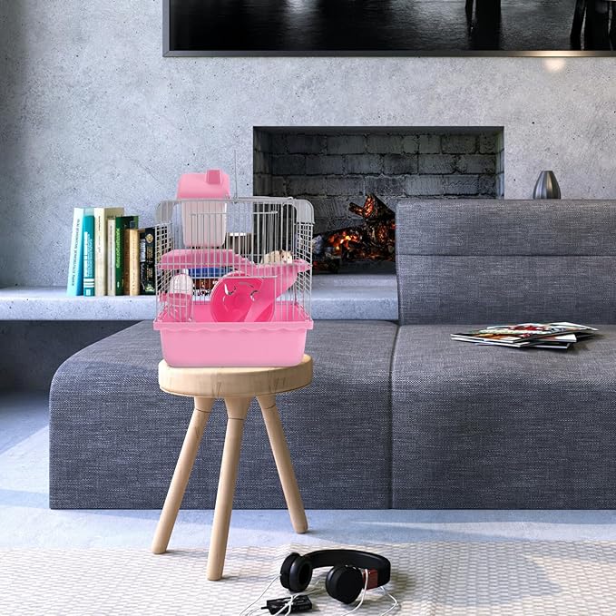 Hamster Cage, Small Castle Luxury Hamster Cage Small Animal Cage Laura Enclosure Hamster Habitat 9.45 x 7.09 x 12.2 in & Includes All Accessories for Dwarf Hamsters, Guinea Pig