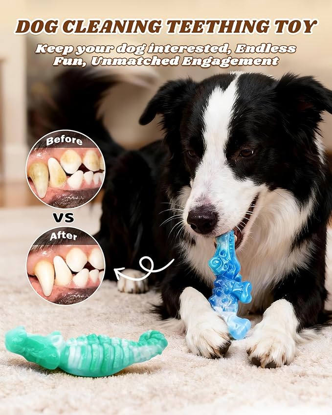 BoYoYo Tough Dog Toys for Aggressive Chewers 2 Pack, Indestructible Dog Toy for Large Dogs, Durable Dog Toys to Keep Them Busy for Large Breed, Teeth Cleaning and Training, Beef Flavor