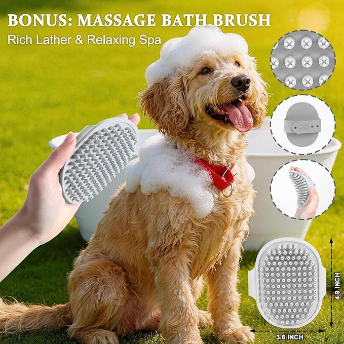 Large Slicker Brush for Dogs, 4-in-1 Extra Long Pins Dematting Dog Brush Grooming with Doodles Goldendoodles & Poodles, Deshedding Brush Set Cleaning Tool for Thick Double Coats,Naturally