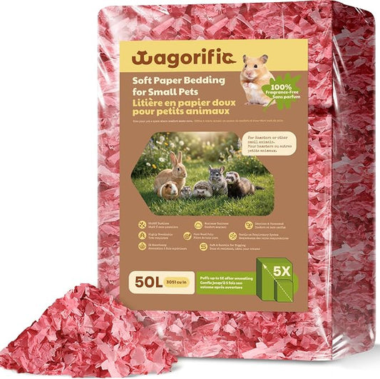 Hamster Bedding 50L, Dust-Free Paper Bedding, Odor Control, 5X Expansion, Natural Unscented for Small Animals, Guinea Pigs, Rabbits & Gerbils