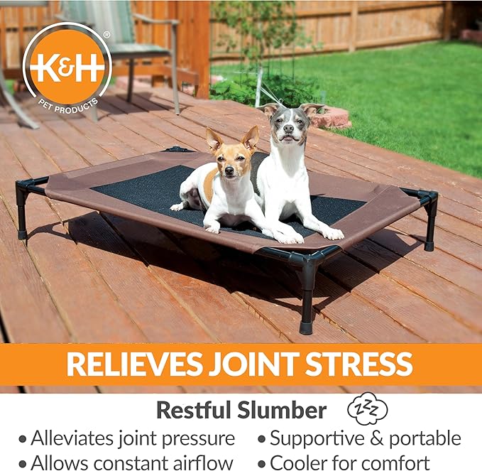 K&H Pet Products Original Elevated Pet Cot Tan with Microfleece Pad