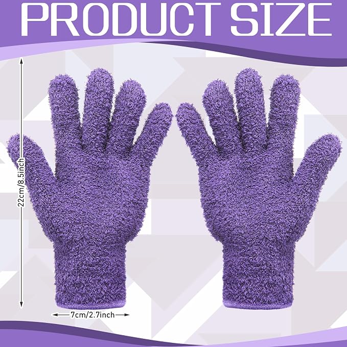 Patelai 2 Pairs Microfiber Gloves for plants Dusting Cleaning Glove Mittens House Cars Blinds Dusting(Pink, Violet,Large)