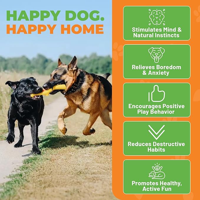 Yellow Chicken Flavored Rubber Dog Toy - 100% Natural Rubber Squeaky Toy for Medium & Large Breeds - Ideal for Fetch & Tug of War & Dental Ridges for Chewing - Non-Toxic & Safety Tested