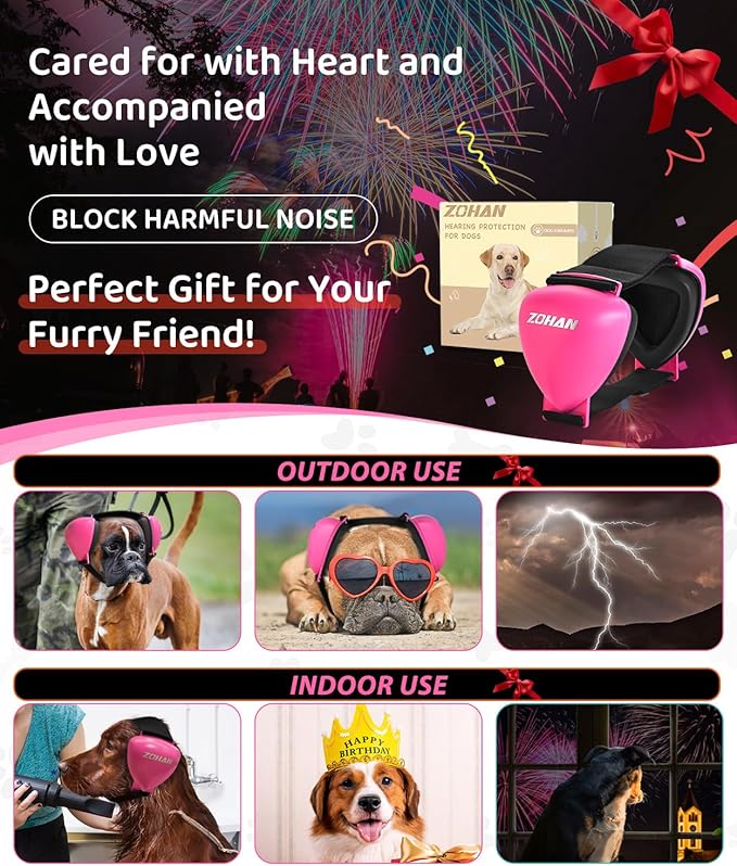 ZOHAN DG02 Upgraded Dog Ear Muffs Noise Protection - Dog Headphones Noise Cancelling with No Plastic for Fireworks, Thunder