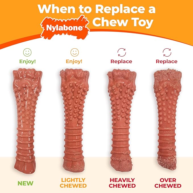 Nylabone Power Chew Classic Bone Chew Toy for Dogs, Durable Dog Toys for Aggressive Chewers, Bacon Flavor, X-Small/Petite - Up to 15 lbs. (1 Count)