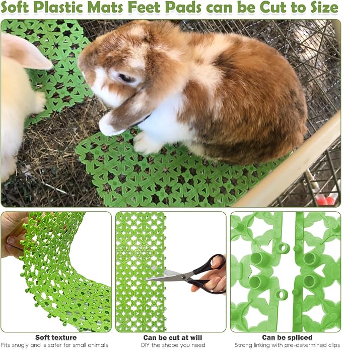 kathson 8PCS Rabbit Feet Pad Plastic Cage Mat Floor Mats Bunny Hole Leak Water Pads for Pet Cats Dogs Hamster Rat Chinchilla Guinea Pig and Other Small Animals