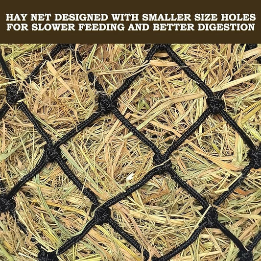 Hay Net for Horses,Slow Feed Hay Bag for Horses Goat Sheep,Hanging Hay Feeder Bag for Horses Stable Stall Paddock Rest Toy (3 Black)