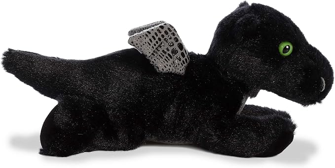 Aurora® Adorable Mini Flopsie™ Midnight Dragon™ Stuffed Animal - Playful Ease - Timeless Companions - Black 8 Inches