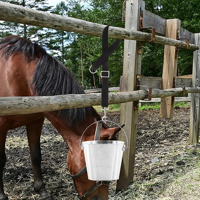 balacoo Adjustable Bucket Straps for Horses 4-Pack High-Strength Nylon Hanging Straps for Water Buckets Stall Accessories Secure Feeder Hanger for Equestrian Farm Use