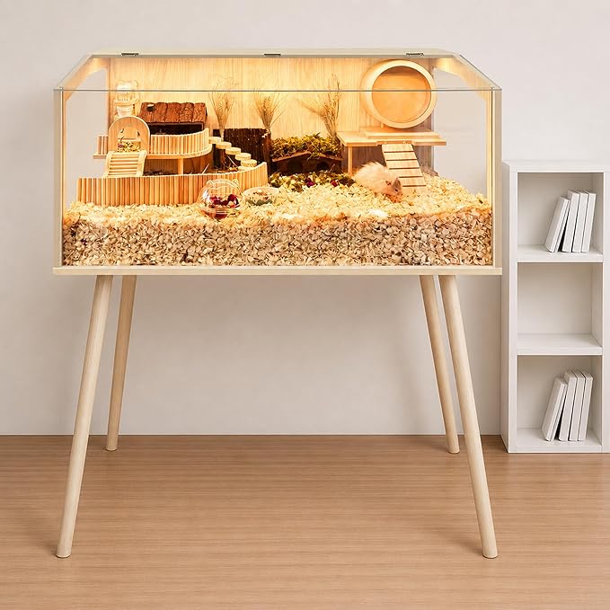 PROLEE Hamster Cage with Legs, Guinea Pig Cages Chew Proof, Hamster House, Hamster Cages and Habitats, Small Animal Cage, 48" L x 20" W x 47.5" H