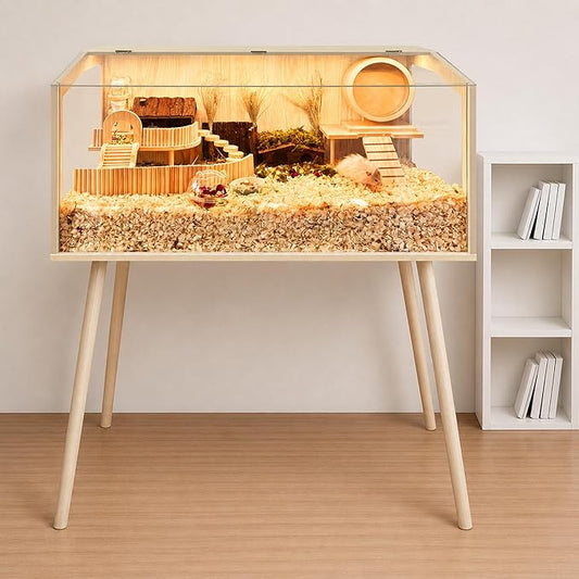 PROLEE Hamster Cage with Legs, Guinea Pig Cages Chew Proof, Hamster House, Hamster Cages and Habitats, Small Animal Cage, 48" L x 20" W x 47.5" H
