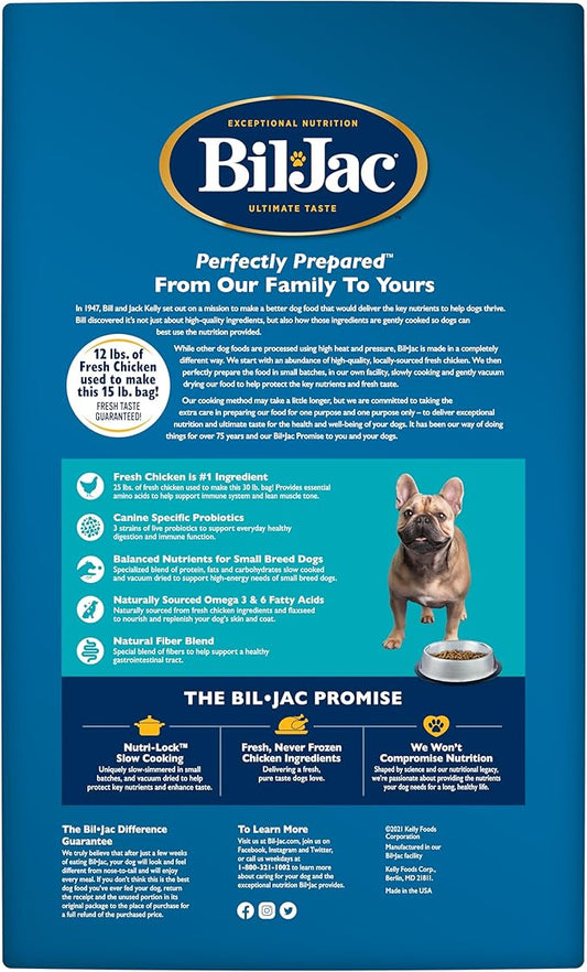 Bil-Jac Small Breed Adult Dry Dog Food | Chicken | Oatmeal & Yams Recipe | 15 lb