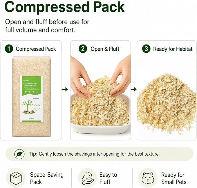 35oz Natural Aspen Wood Pet Bedding – Low Dust, Odor Control & Ultra Absorbent Shavings for Hamsters, Parrots, Guinea Pigs & Small Animals