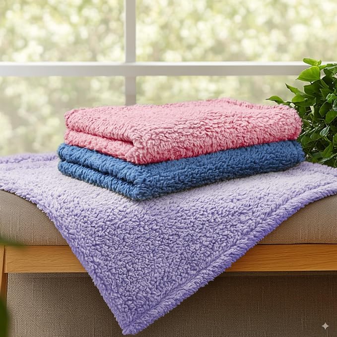 1 Pack 3 Calming Blankets Fluffy Premium Fleece Pet Blanket Soft Sherpa Throw for Dog Puppy Cat Purple Large (41" x31")