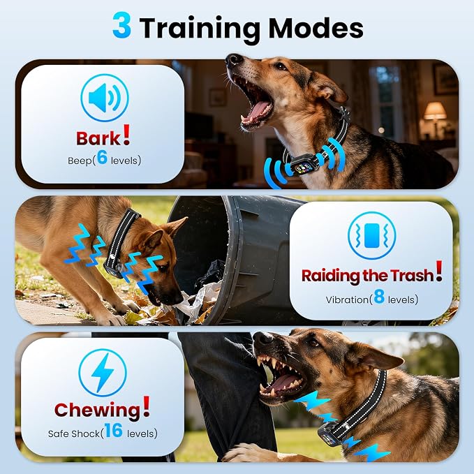 2 in 1 Dog Bark and Shock Collar - 4500FT Bark Collar with Remote, Voiceprint Recognition, Beep/Vibration/Shock Modes, 8 Sensitivity Levels, IP67 Waterproof, Portable Training Collar for 5-120lbs Dogs