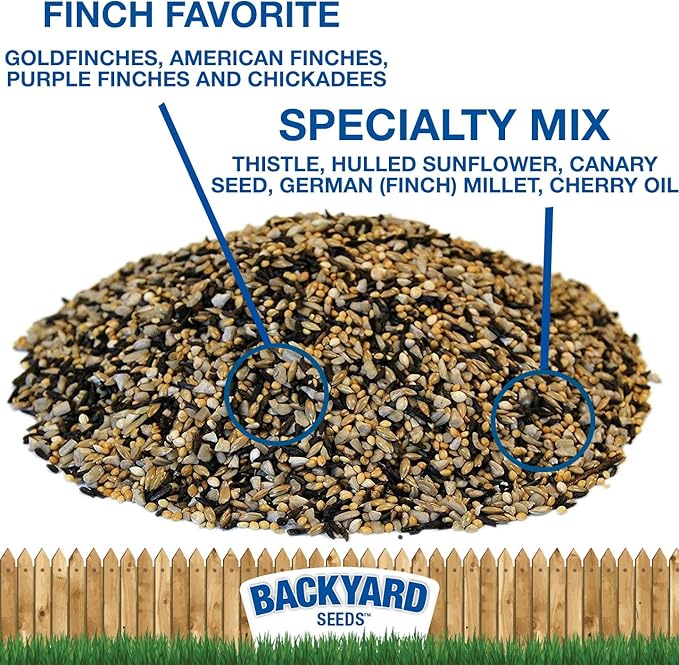 Backyard Seeds Finch & Small Songbird Frenzy 20lbs - Premium Nyjer Thistle Seed Blend for Finch Feeders, Small Bag of Wild Bird Food