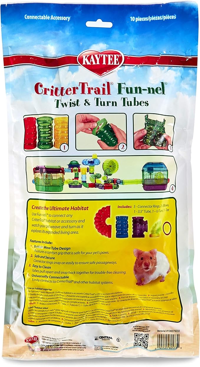 Kaytee CritterTrail Fun-nel Twist & Turn Small Animal Habitat Tubes