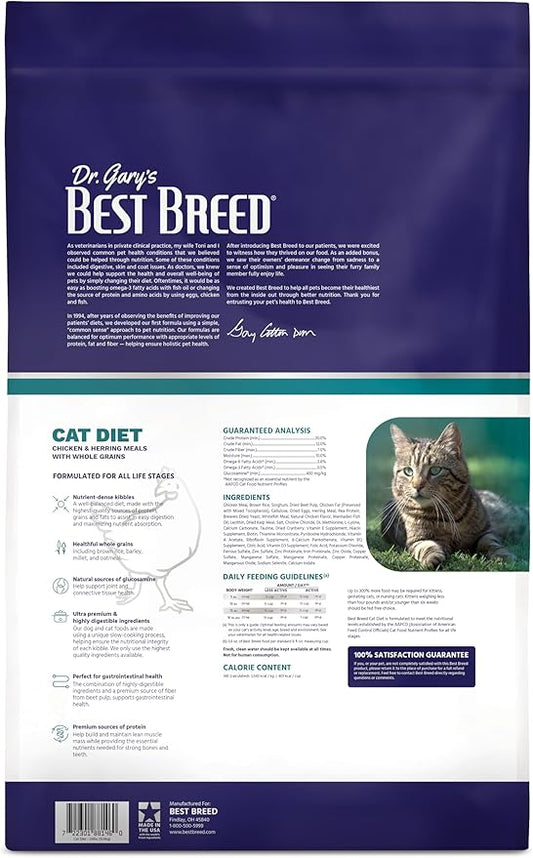 Dr. Gary's Best Breed Cat Diet Slow-Cooked in USA [Natural Dry Cat Food for All Ages] - 24lbs.,Dark Brown