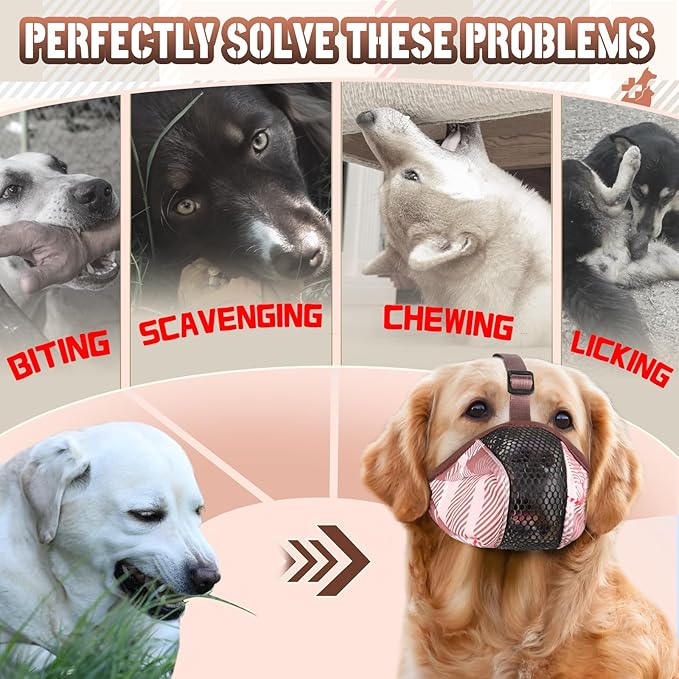 Dog Muzzle, Soft Basket Air Mesh Muzzles for Super Large Sized Dogs Anti Chewing, Breathable Muzzle for German Shepherd Golden Retriever, etc, Suit for Grooming Vet Allows Panting Drinking.