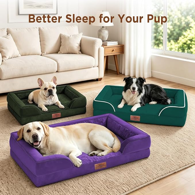 Comfort Expression Orthopedic Dog Beds for Large Sized Dog with Bolster | Waterproof Dog Couch Bed with Washable Cover & Non-Slip Bottom, Supportive Egg Crate Foam Large Pet Bed, 36x27 Inch