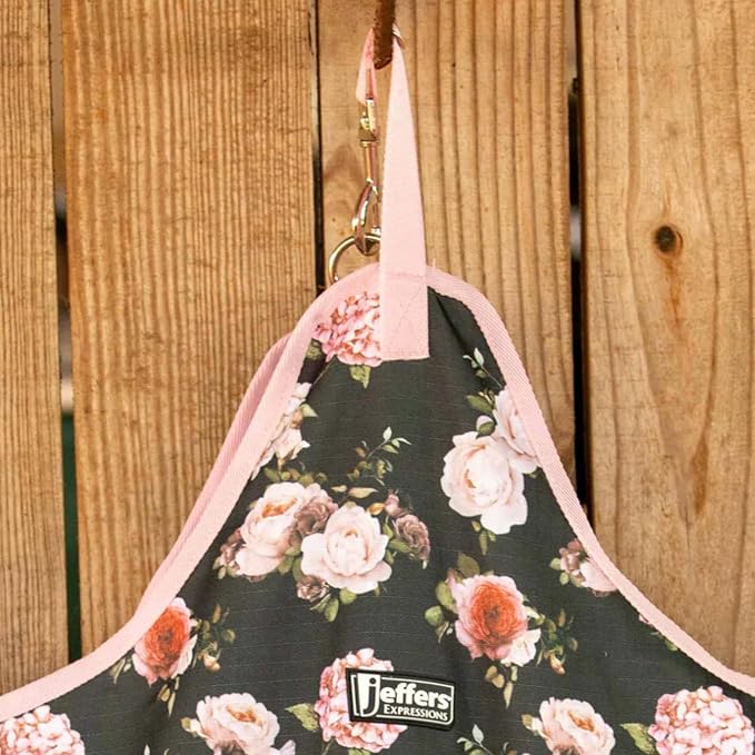 Jeffers Expression Top Loading Hay Bag for Horses & Livestock – Durable 600 Denier Hanging Hay Feeder, Water Resistant with Mesh Bottom, Easy Hanging Snap for Stall, Trailer, Travel - Rose Garden