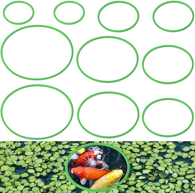 PAGOW 10pcs Fish Feeding Rings Set, Floating Aquarium Plant Corral, Round Fish Feeder Rings for Fish Tank, Floating Plant Ring, Fish Tank Aquarium Accessories for Betta (Green)