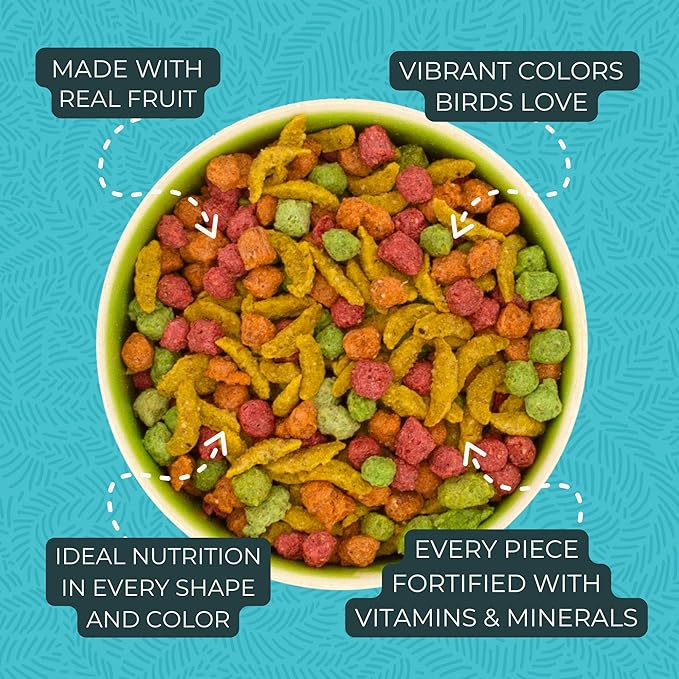 ZuPreem FruitBlend Cockatiel Pellets – Vitamin Fortified Medium Bird Food for Cockatiels, Quakers, Lovebirds & Small Conures – Pellet Diet, 2 lb (Pack of 2)
