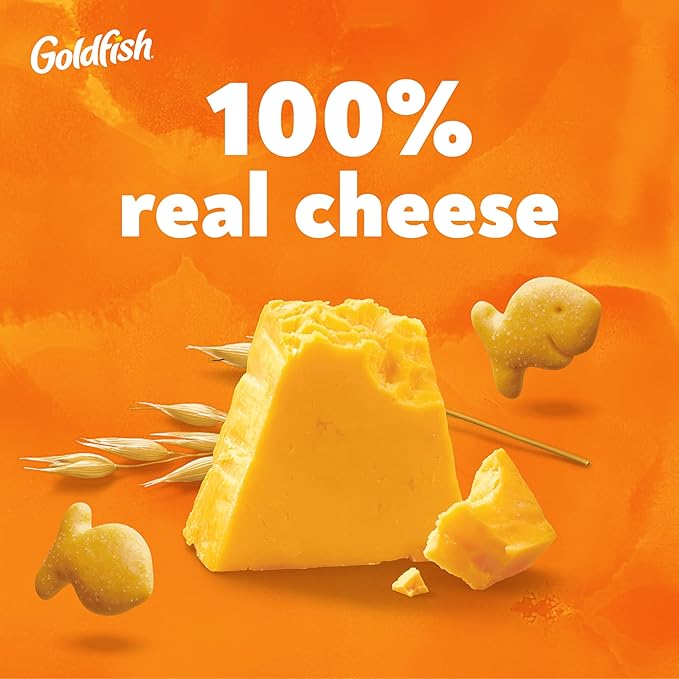 Goldfish Cheddar Cheese Crackers, Baked with Whole Grain, 27.3 oz Carton
