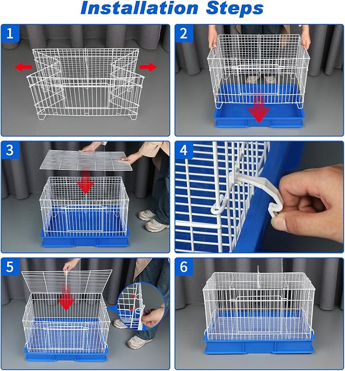 BWOGUE Small Rabbit Cage Indoor, Guinea Pig Cages with Water Bottle, Hangable Food Dish & Grid Mesh Floor, Bunny Enclosure for Hamster, Ferret, Rat, Chinchillas, Hedgehog and Small Animal