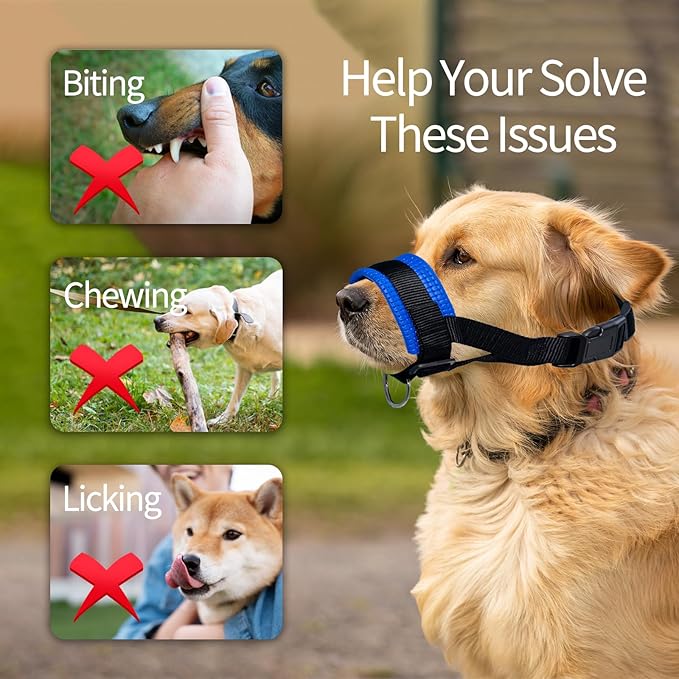 Dog Muzzle for Small, Medium, Large Dogs Prevent from Biting, Barking and Chewing, Adjustable Loop(S/Black)