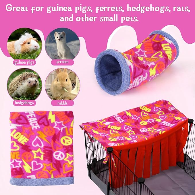NAPLORD Guinea Pig Hideout, Guinea Pig Fleece Forest,1x2 C&C Fleece Forest for Guinea Pigs, Hedgehog, Bunny,Small Pets