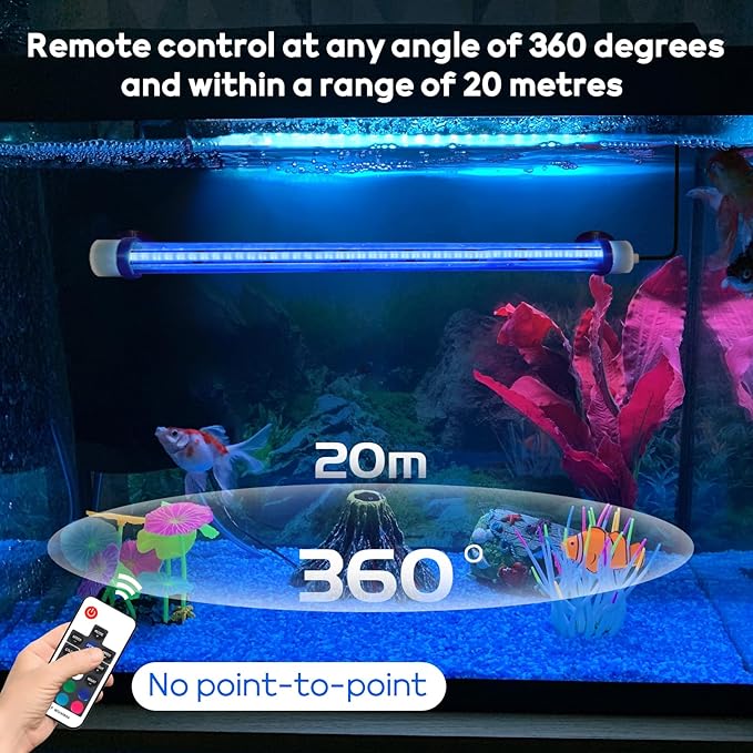 Submersible Led Aquarium Light:Full Spectrum Aquarium Lighting for Aquatic Pet Lovers - Underwater Fish Aquarium Lights with Remote and Suction for 11.8 Inch Saltwater Freshwater Tanks